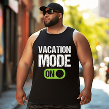 Vacation Mode On Summer Beach Garment Tank Top Sleeveless Tee, Oversized T-Shirt for Big and Tall