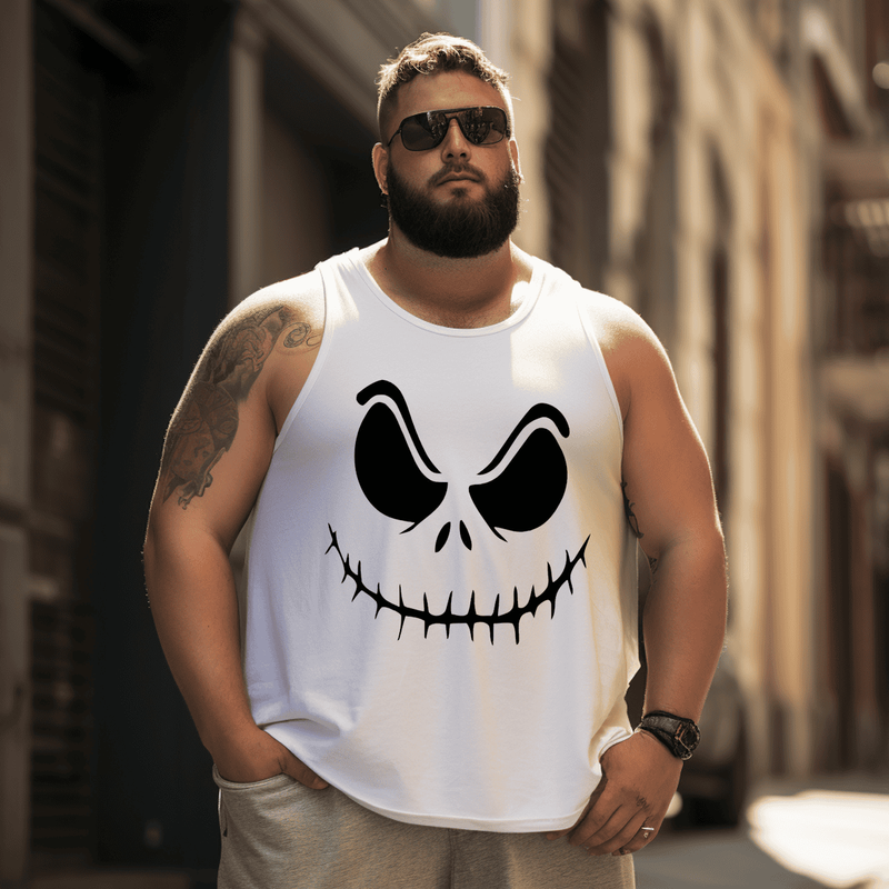 Ghost Smile Tank Top Sleeveless Tee, Oversized T-Shirt for Big and Tall