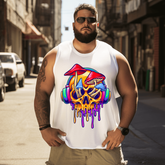 Psychedelic Skull Tank Top Sleeveless Tee, Oversized T-Shirt for Big and Tall