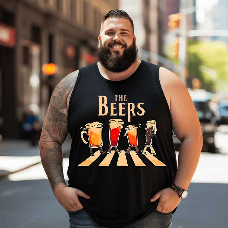 The Beers Tank Top Sleeveless Tee, Oversized T-Shirt for Big and Tall