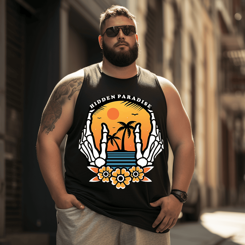 Holiday Dusk Tank Top Sleeveless Tee, Oversized T-Shirt for Big and Tall
