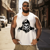 Skull Tank Top Sleeveless Tee, Oversized T-Shirt for Big and Tall