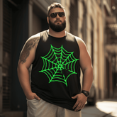 Spider Web Tank Top Sleeveless Tee, Oversized T-Shirt for Big and Tall