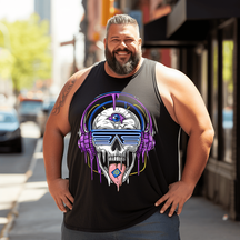 Skull Wall Tank Top Sleeveless Tee, Oversized T-Shirt for Big and Tall