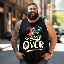 Game Over Tank Top Sleeveless Tee, Oversized T-Shirt for Big and Tall