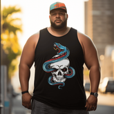 Snake skull Tank Top Sleeveless Tee, Oversized T-Shirt for Big and Tall