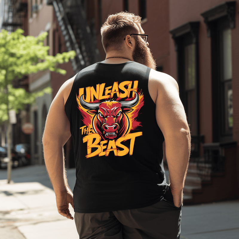 Unleash The Beast Tank Top Sleeveless Tee, Oversized T-Shirt for Big and Tall