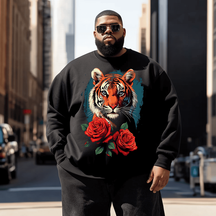 Tiger and Flowers Men's Plus Size Sweatshirt