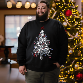 Skull Christmas Tree Men's Plus Size Sweatshirt