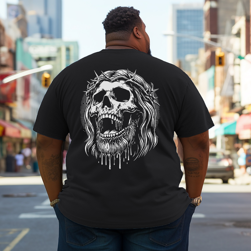 Men's Jesus Skull Plus Size T-Shirt