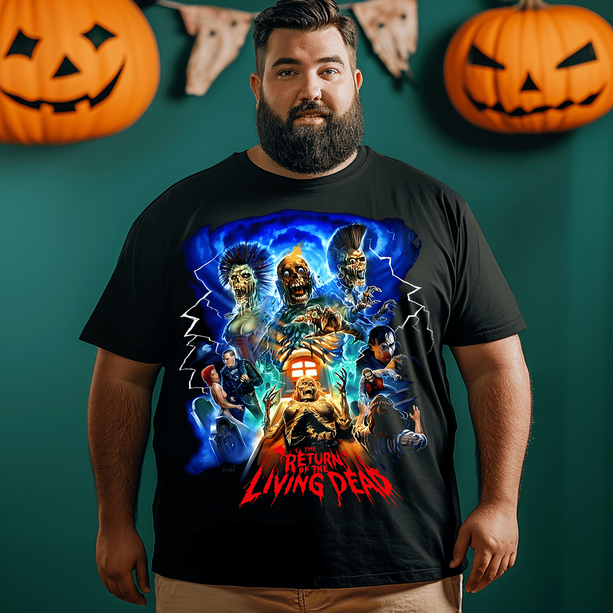 Return Living Dead Halloween T-Shirt, Plus Size Oversize T-shirt for Big & Tall Man