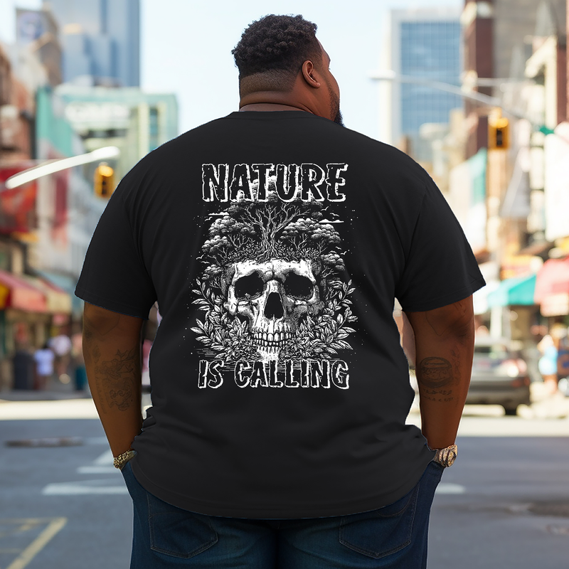 Men's Nature is Calling Skull Plus Size T-Shirt