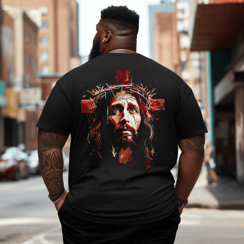 Jesus God cross Christian Colorful Artwork Christian Faith T-Shirt Plus Size Men T-Shirt