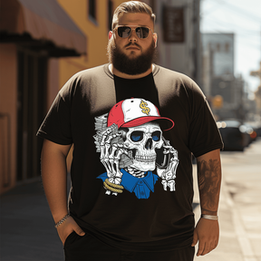 Premium Cotton Money Skull Men T-Shirt, Plus Size Oversize T-shirt for Big & Tall Man