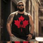 Canadian Maple Leaf Tank Top Sleeveless Tee, Oversized T-Shirt for Big and Tall