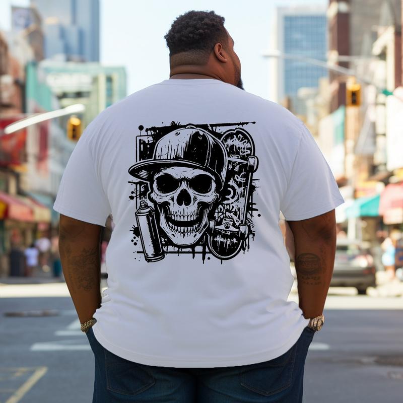 Men's Skater Skull Plus Size T-Shirt