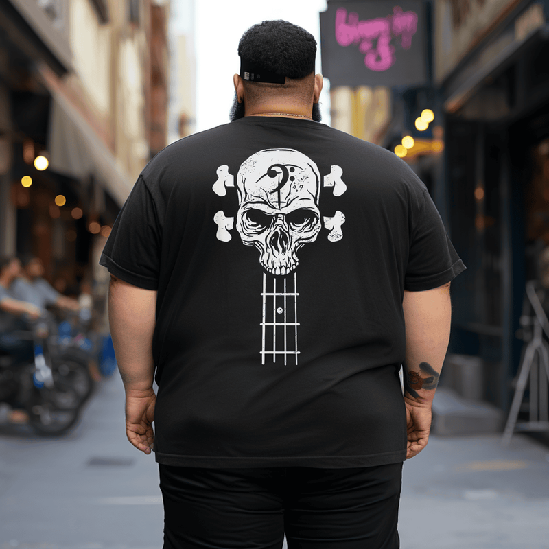 Skull Skeleton Rock n Roll Music for Bass Player T-Shirt, Plus Size Oversized T-Shirt for Men