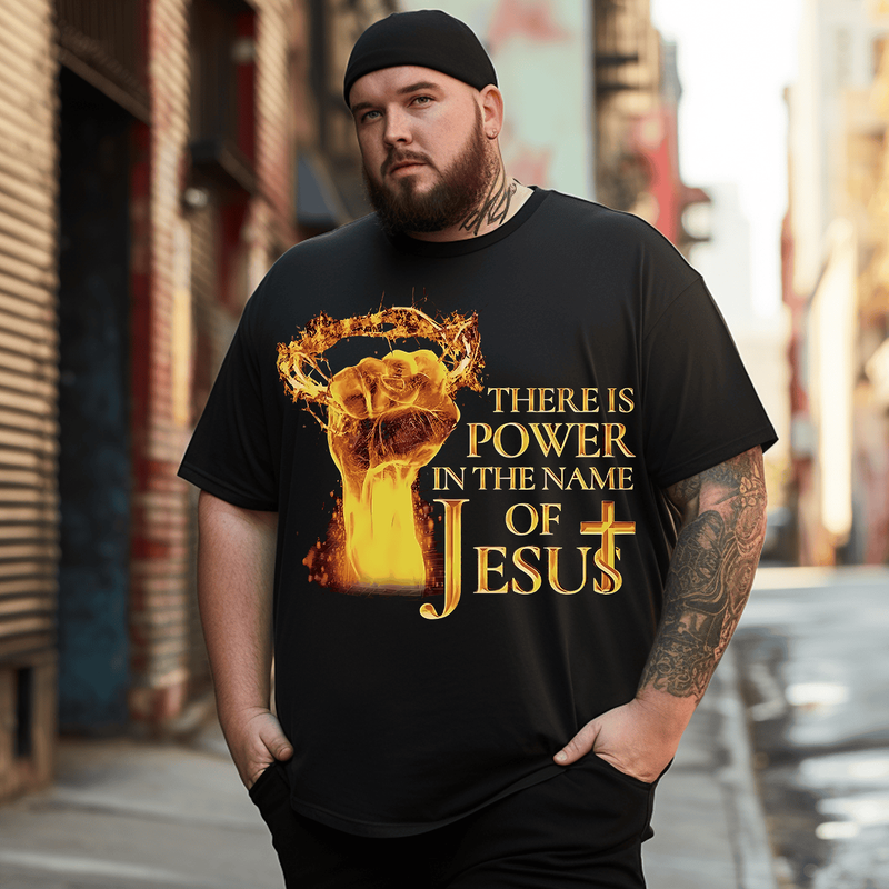 There Is Power In The Name Of Jesus Men T Shirt, Oversize T-shirt for Big & Tall 1XL-9XL