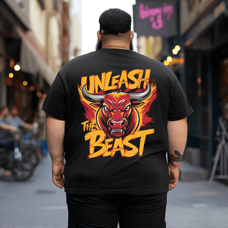 Unleash The Beast Plus Size T-Shirt for Men, Oversized T-Shirt for Big and Tall
