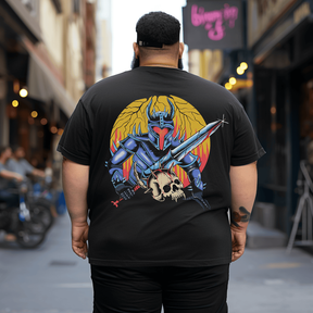 Warrior with Sword Men T-Shirt, Plus Size Oversized T-Shirt for Man
