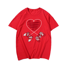 Gamer Shirt Controller Valentine Valentines Day T-Shirt, Men Plus Size Oversize T-shirt for Big & Tall Man