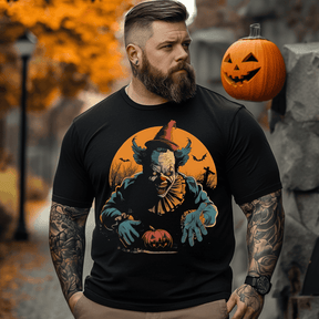 Horror Creepy Clown Halloween T-Shirt, Plus Size Oversize T-shirt for Big & Tall Man