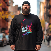 Skull With Cap Plus Size Long Sleeve T-Shirt