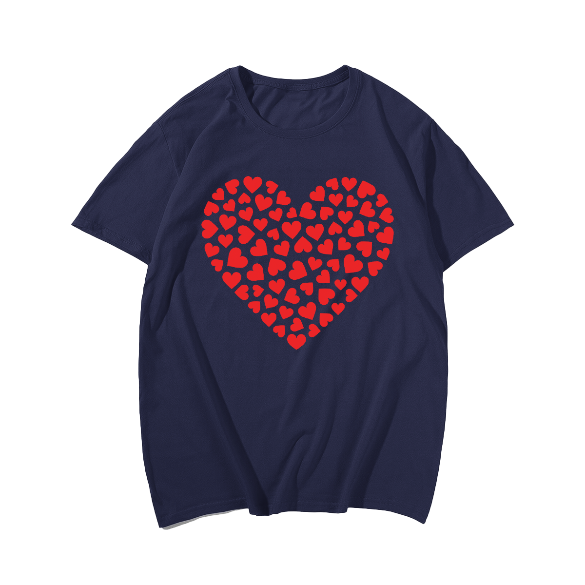 Heart Valentines Day Heart T-Shirt, Men Plus Size Oversize T-shirt for Big & Tall Man