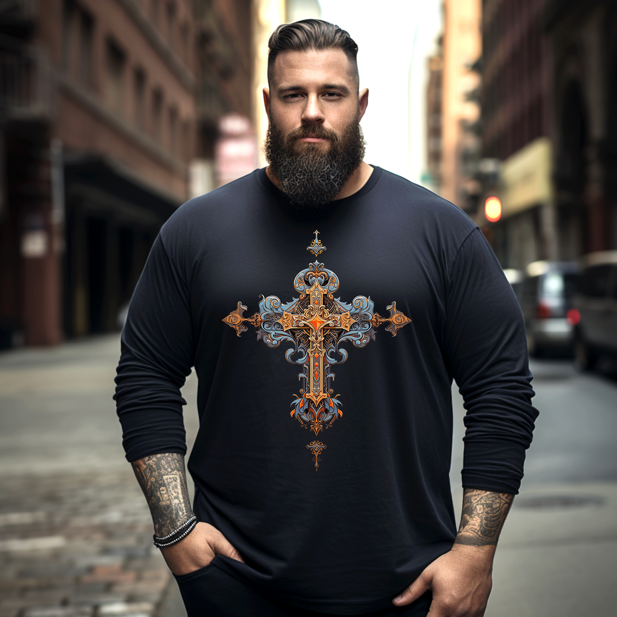 Church Cross Plus Size Long Sleeve T-Shirt