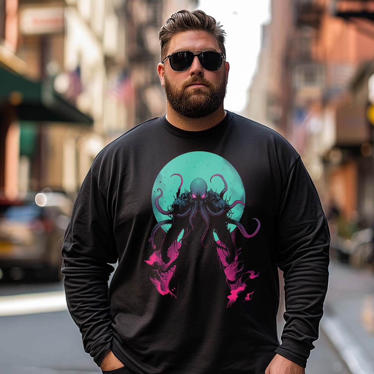 Cthulhu Mistery Monster Plus Size Long Sleeve T-Shirt #6