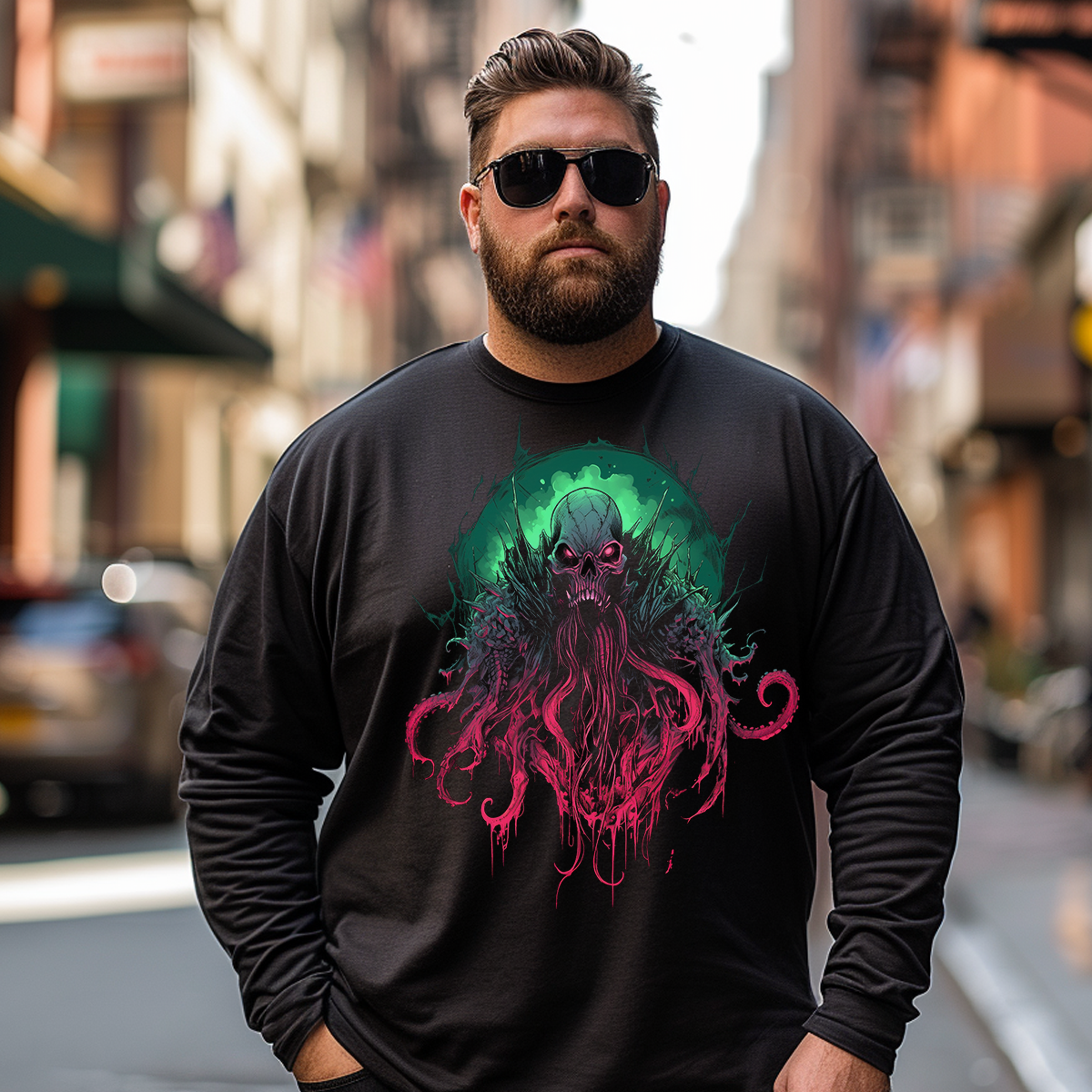 Cthulhu Mistery Monster Plus Size Long Sleeve T-Shirt #5