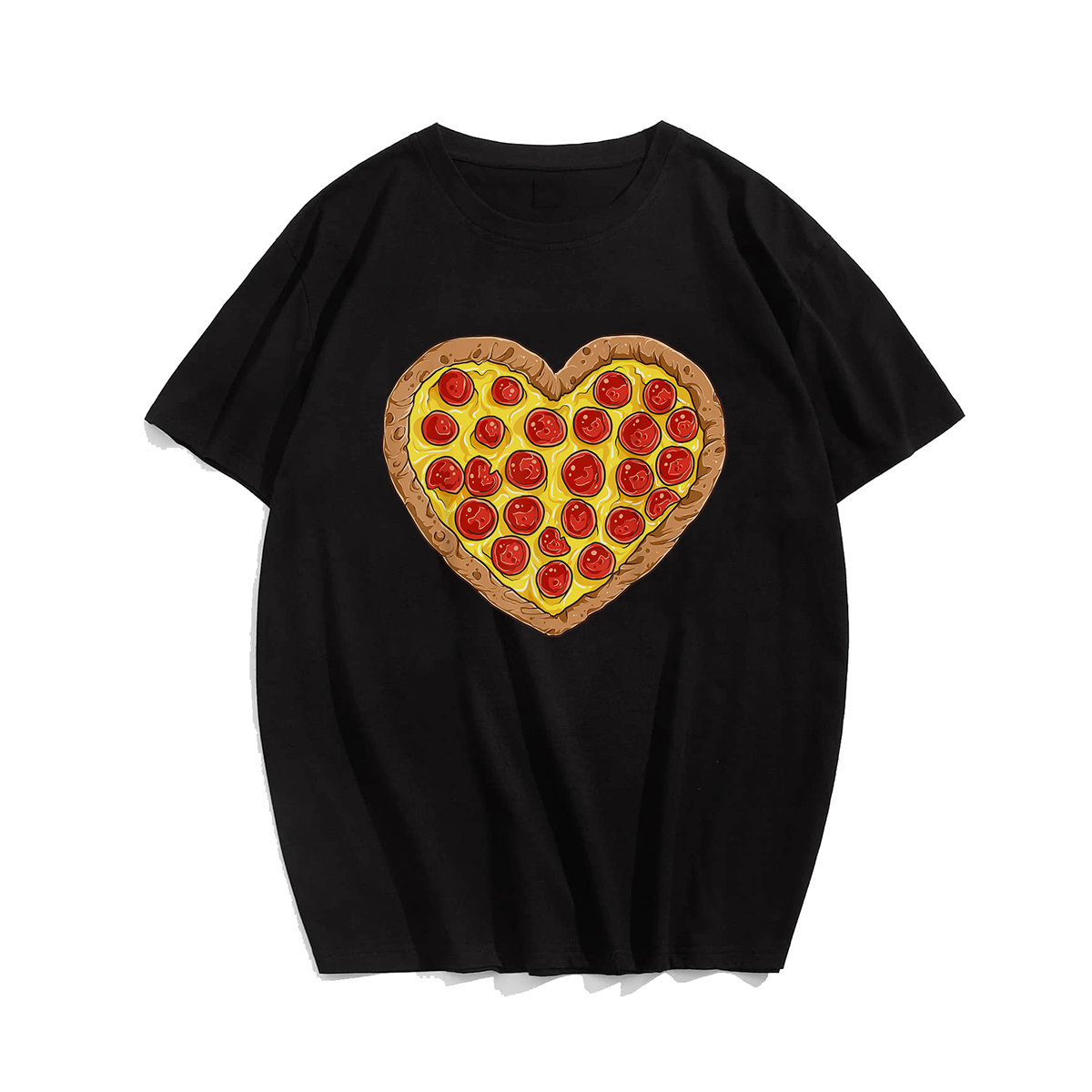 Pizza Heart Valentines Day T-Shirt, Men Plus Size Oversize T-shirt for Big & Tall Man