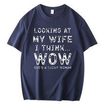 LOOKING AT MY WIFE I THINK... PRINTED MEN'S SHORT SLEEVE T-SHIRT
