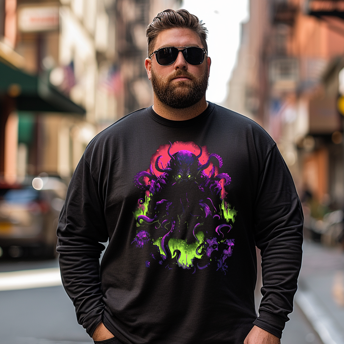 Cthulhu Mistery Monster Plus Size Long Sleeve T-Shirt #2