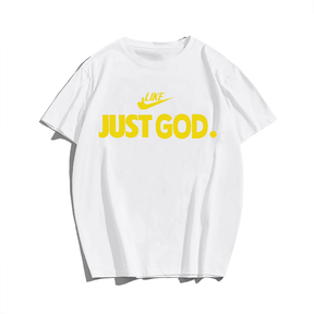 Like Just God T-Shirt, Men Plus Size Oversize T-shirt for Big & Tall Man