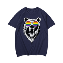 Gay Bear LGBTQ Rainbow Sunglasses Pride T-Shirt, Men Plus Size T-shirt for Big & Tall