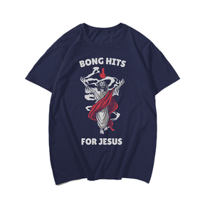 Bong Hits For JESUS Men T-Shirt, Plus Size Oversize T-shirt for Big & Tall Man