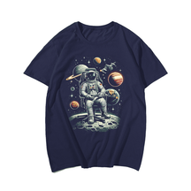 Astronaut Space Gaming System T-Shirt, Plus Size Oversize T-shirt for Big & Tall Man