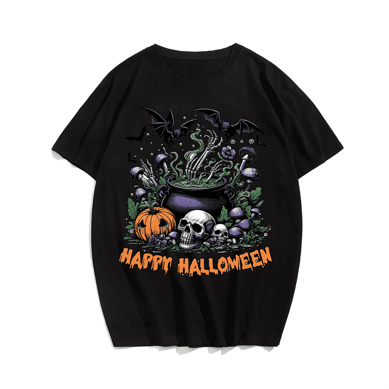 Horror Happy Halloween T-Shirt, Plus Size Oversize T-shirt for Big & Tall Man