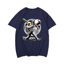 Baseball Astronaut Funny Space Baseball T-Shirt, Plus Size Oversize T-shirt for Big & Tall Man