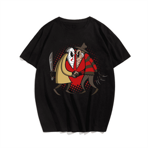 Shreddin' Voorhees Horror Halloween T-Shirt, Plus Size Oversize T-shirt for Big & Tall Man