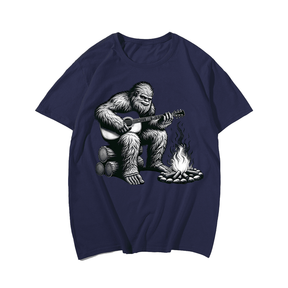Bigfoot Playing Guitar Rock on Sasquatch Big Foot T-Shirt, Plus Size Oversize T-shirt for Big & Tall Man