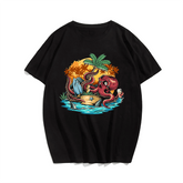 Octopus Beach Tree Men T-Shirt, Plus Size Oversize T-shirt for Big & Tall Man