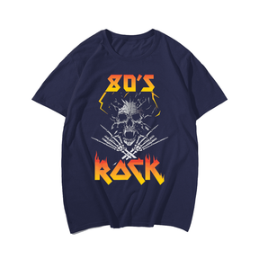 Faded 1980s Rock Roll T-Shirt, Plus Size Oversize T-shirt for Big & Tall Man