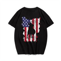 USA Flag Cowboy Roping T-Shirt, Men Plus Size Oversize T-shirt for Big & Tall Man