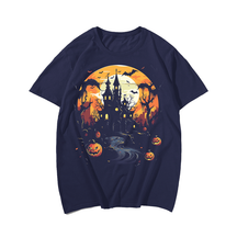 Halloween Haunted House T-Shirt, Plus Size Oversize T-shirt for Big & Tall Man