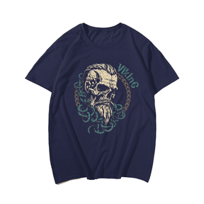 Skull Graphic Men T-Shirt, Plus Size Oversize T-shirt for Big & Tall Man