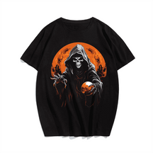 Bright Grim Reaper Halloween Men T-Shirt, Plus Size Oversize T-shirt for Big & Tall Man