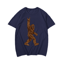 Rock On Bigfoot Sasquatch Loves Rock And Roll Sunglasses On T-Shirt, Plus Size Oversize T-shirt for Big & Tall Man