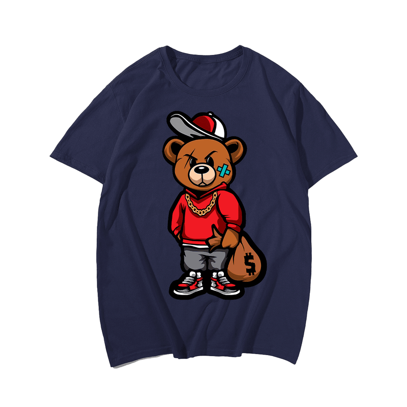 Pirate Bear T-Shirt, Plus Size T-shirt for Men